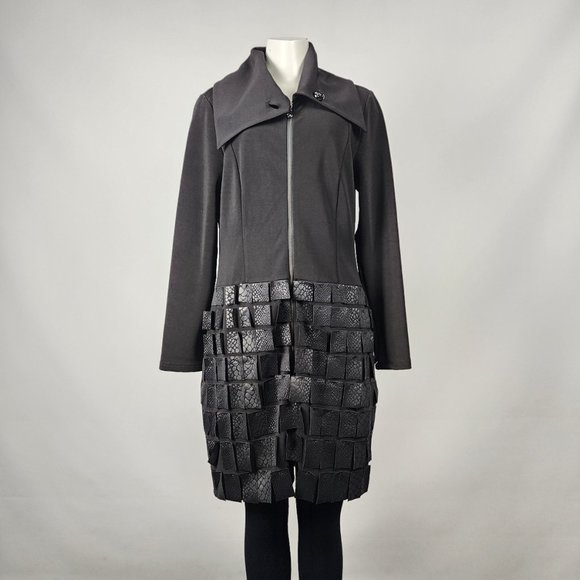 Samuel Dong Jackets & Blazers - Samuel Dong Black Ribbed Knit Patchwork Zip Up Jacket Size M